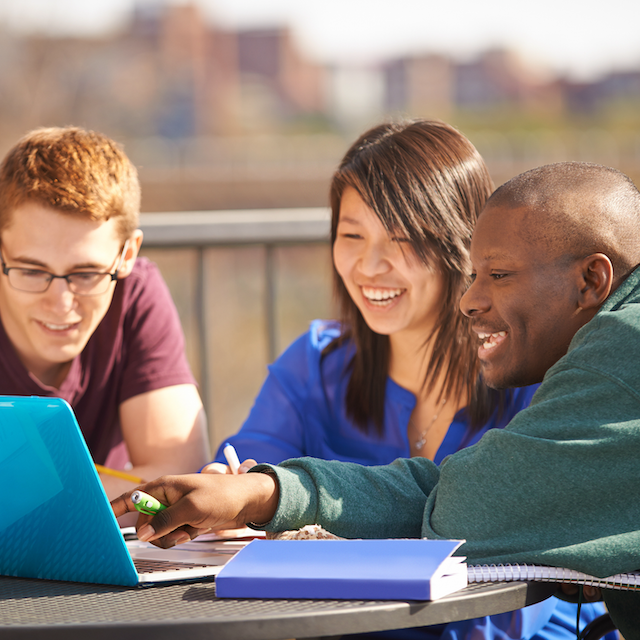 Diverse group of people working together.