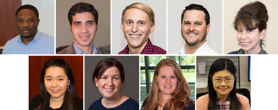 2020 DCEG Fellows Award for Research Excellence winners: Mustapha Abubakar, Rouf Banday, Derek Brown, Ian Buller, Sarah Irvin, Jung Kim, Jessica Madrigal, Kara Michels and Lingxiao Wang