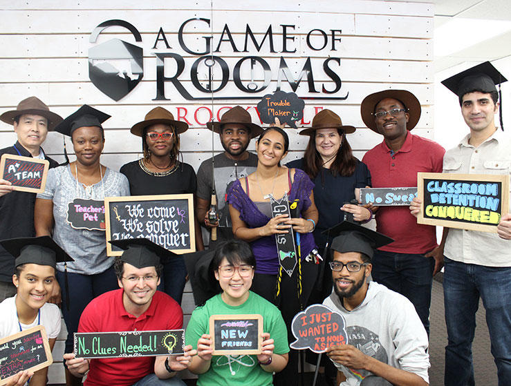 Members of Prokunina-Olsson Lab gain problem-solving experience as they figure out together how to escape from a room.