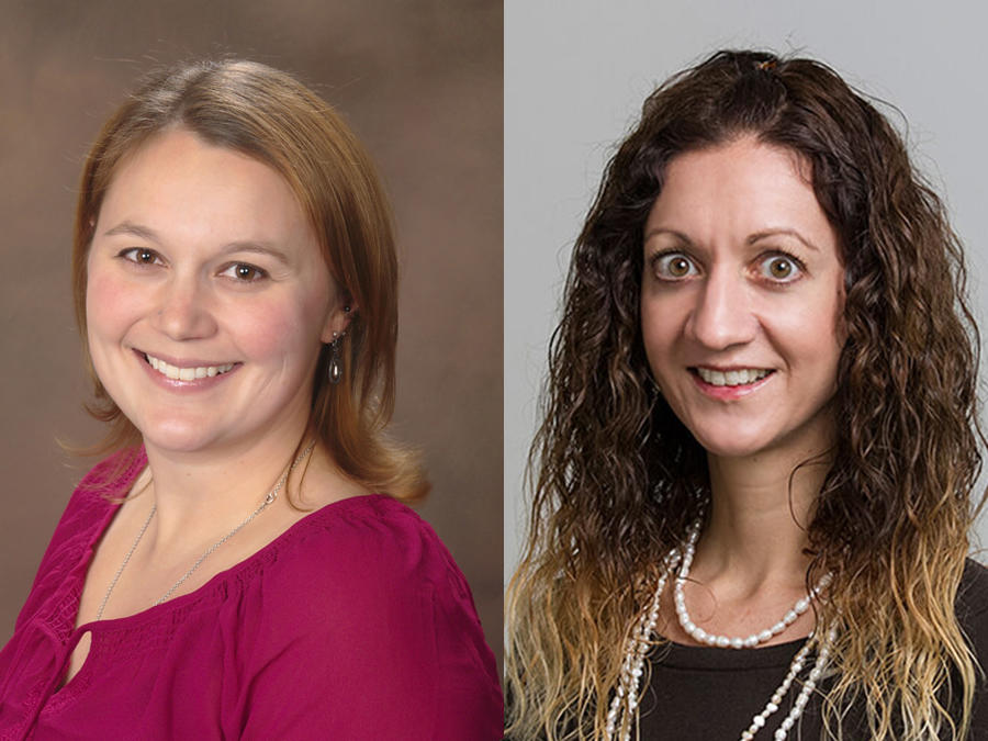 Headshot photos of Emily Vogtmann and Lisa Mirabello