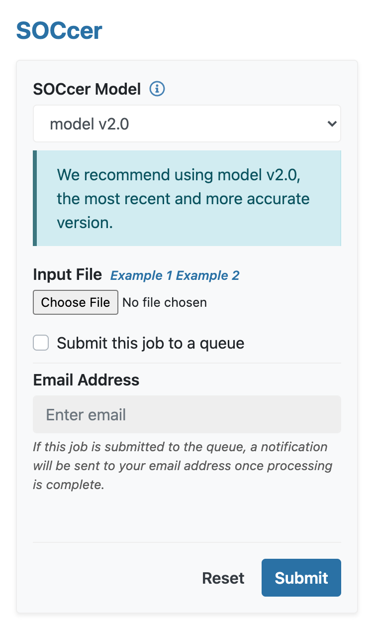 screen shot from SOCcer tool