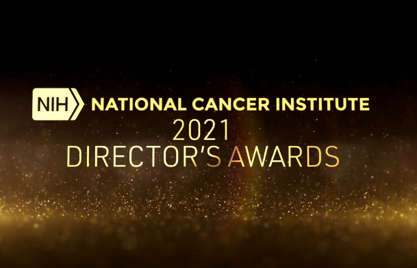 Text reads NIH National Cancer Institute 2021 Director's Awards with a sparkly background