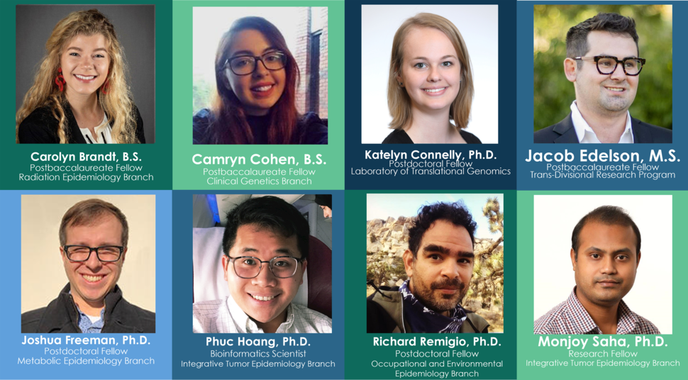 Photos of Carolyn Brandt, Camryn Cohen, Katelyn Connelly, Jacob Edelson, Joshua Freeman, Phuc Hoang, Richard Remigio, and Monjoy Saha