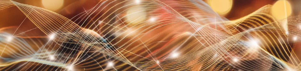 Red and orange blurry background with an abstract representation of electromagnetic flowing