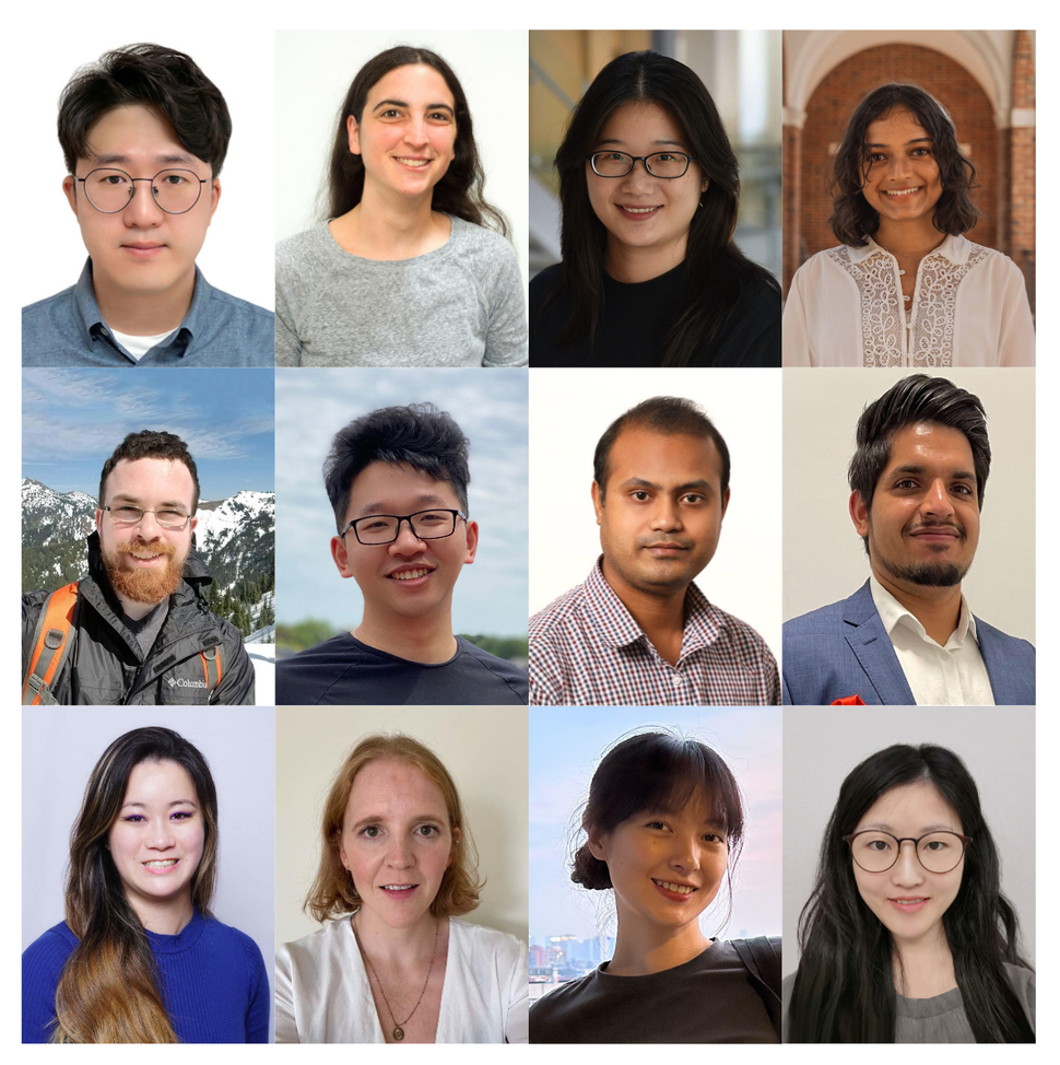 headshots of 2025 dfare winners, Tae-Eun Kwon, Ph.D., Rebecca Landy, Ph.D., Fangya Mao, Ph.D., Paloma Mitra, B.A., Brenen Papenberg, Ph.D., Fei Qin, Ph.D., Monjoy Saha, Ph.D., Rohit Thakur, Ph.D., Yuehan Wang, Ph.D., M.Sc., Eleanor L. Watts, D.Phil., M.P.H., Xueyao Wu, B.Med., Ting Zhang, Ph.D., M.P.H.