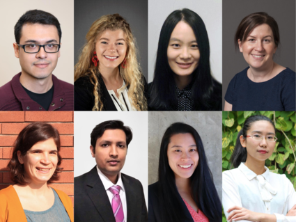 Headshots of winners: Kelvin de Andrade, Carolyn Brandt, Vicky Chang, Jessica Madrigal, Elisa Pasqual, Harsh Patel, Jaimie Shing, Shuai Xie