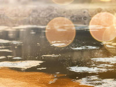 Abstract and blurred stagnant, dirty water 