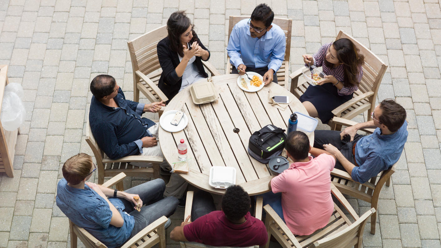 Biostatistics Branch Fellows and Staff at lunch