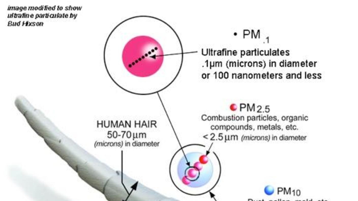 schematic showing the size of various small particles