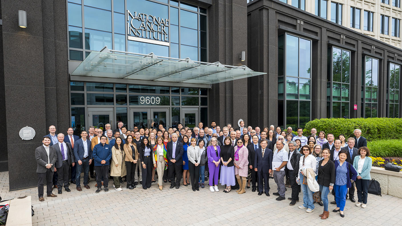 Group photo from the Think Tank on Advancing Gastric Cancer Prevention outside the NCI Shady Grove campus.
