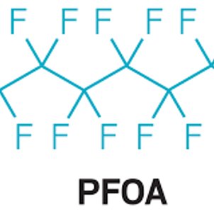 chemical structure of PFOA, Perfluorooctanoic acid 
