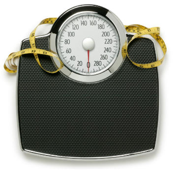 A scale with a yellow measuring tape on top