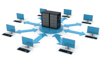 Image depicting central registry linking to multiple desktop computers