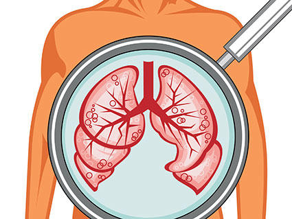 illustration of lungs under a magnifying glass