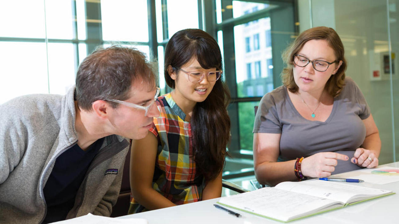 DCEG fellows collaborating at a table.